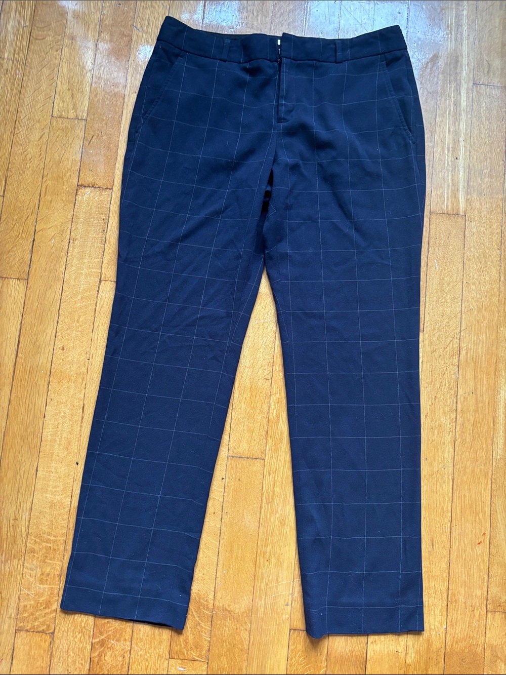 Banana Republic Men's Navy Windowpane Dress Trousers